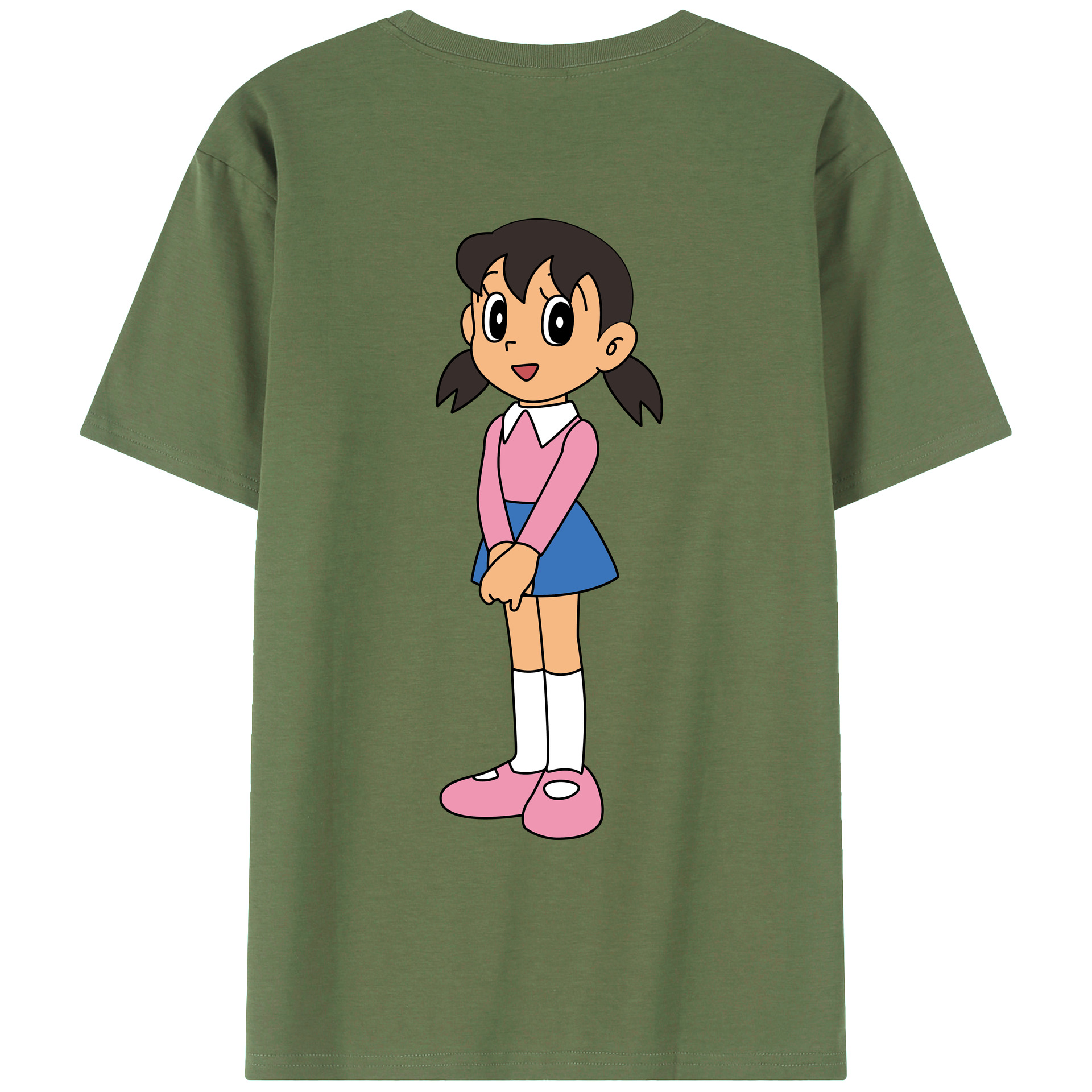 （画像用） ドラえもん みなもと しずか Doraemon Shizuka Minamoto 綿100％ メンズ半袖Tシャツ（バックプリント） 通気性